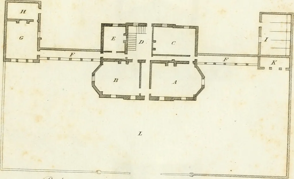 An illustration from The country gentleman's architect, in a great variety of new designs : for cottages, farm-houses, country-houses, villas, lodges for park or garden entrances, and ornamental wooden gates : with plans of the offices belonging to each design, distributed with a strict attention to convenience, elegance, and economy : engraved on thirty-two plates, from designs drawn, 1789, leaf 74