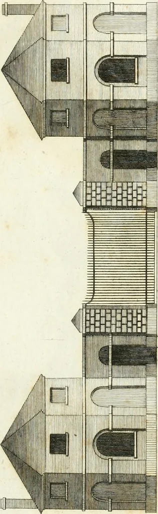 An illustration from The country gentleman's architect, in a great variety of new designs : for cottages, farm-houses, country-houses, villas, lodges for park or garden entrances, and ornamental wooden gates : with plans of the offices belonging to each design, distributed with a strict attention to convenience, elegance, and economy : engraved on thirty-two plates, from designs drawn, 1789, leaf 82