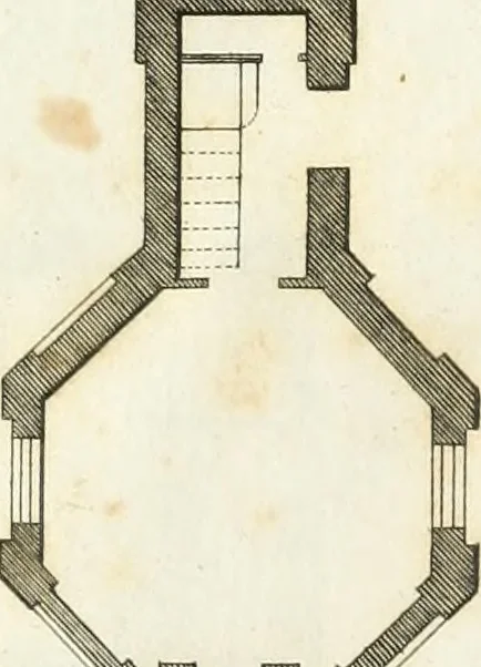 An illustration from The country gentleman's architect, in a great variety of new designs : for cottages, farm-houses, country-houses, villas, lodges for park or garden entrances, and ornamental wooden gates : with plans of the offices belonging to each design, distributed with a strict attention to convenience, elegance, and economy : engraved on thirty-two plates, from designs drawn, 1789, leaf 82