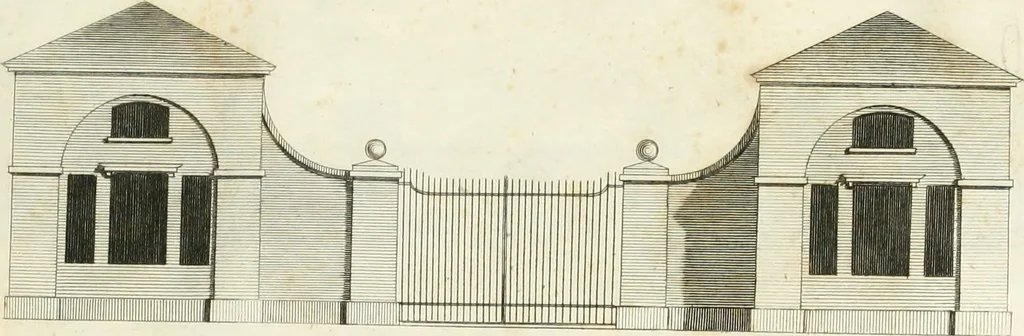 An illustration from The country gentleman's architect, in a great variety of new designs : for cottages, farm-houses, country-houses, villas, lodges for park or garden entrances, and ornamental wooden gates : with plans of the offices belonging to each design, distributed with a strict attention to convenience, elegance, and economy : engraved on thirty-two plates, from designs drawn, 1789, leaf 84
