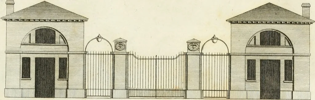 An illustration from The country gentleman's architect, in a great variety of new designs : for cottages, farm-houses, country-houses, villas, lodges for park or garden entrances, and ornamental wooden gates : with plans of the offices belonging to each design, distributed with a strict attention to convenience, elegance, and economy : engraved on thirty-two plates, from designs drawn, 1789, leaf 88