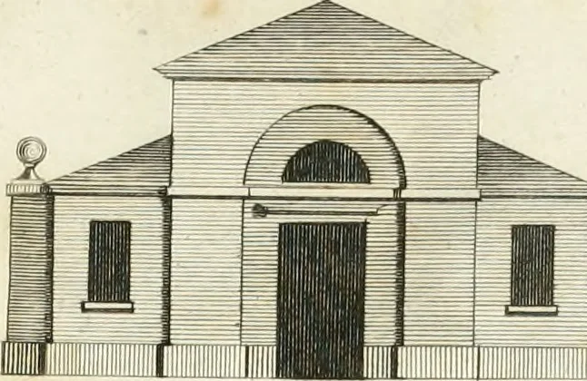 An illustration from The country gentleman's architect, in a great variety of new designs : for cottages, farm-houses, country-houses, villas, lodges for park or garden entrances, and ornamental wooden gates : with plans of the offices belonging to each design, distributed with a strict attention to convenience, elegance, and economy : engraved on thirty-two plates, from designs drawn, 1789, leaf 90