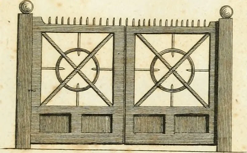 An illustration from The country gentleman's architect, in a great variety of new designs : for cottages, farm-houses, country-houses, villas, lodges for park or garden entrances, and ornamental wooden gates : with plans of the offices belonging to each design, distributed with a strict attention to convenience, elegance, and economy : engraved on thirty-two plates, from designs drawn, 1789, leaf 92