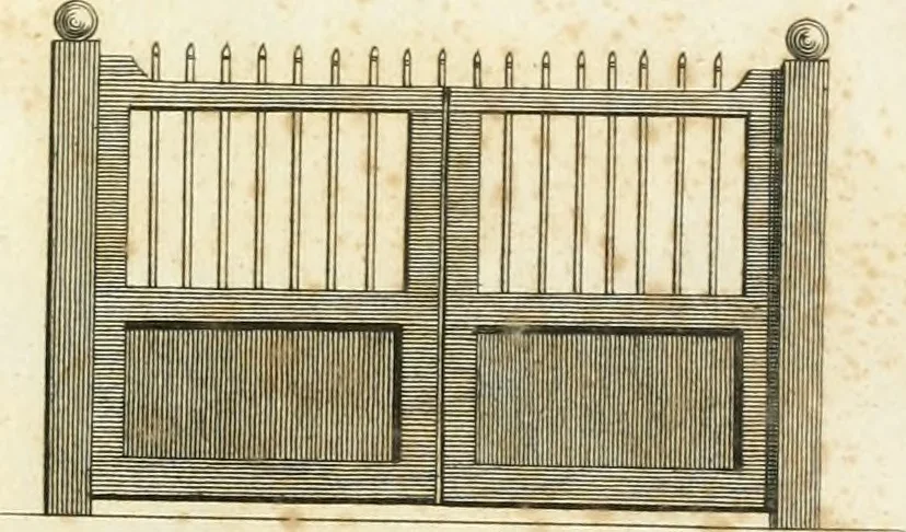 An illustration from The country gentleman's architect, in a great variety of new designs : for cottages, farm-houses, country-houses, villas, lodges for park or garden entrances, and ornamental wooden gates : with plans of the offices belonging to each design, distributed with a strict attention to convenience, elegance, and economy : engraved on thirty-two plates, from designs drawn, 1789, leaf 92