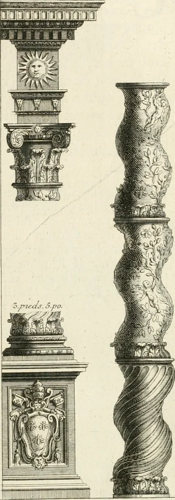 An illustration from Cours d'architecture : qui comprend Les ordres de Vignole, avec des commentaires, les figures & les descriptions de ses plus beaux bâtimens, & de ceux de Michel-Ange, des instructions et des preceptes, & plusieurs nouveaux desseins concernans la distribution & la décoration, la matière & la construction des édifices, la maçonnerie, la charpenterie, la couverture, la serrurerie, la menuiserie, le jardinage, & géneralement tout ce qui regarde l'art de bastir, 1738, leaf 192