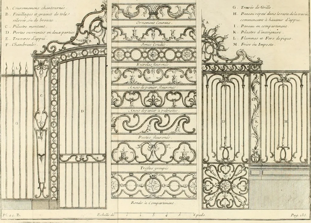 An illustration from Cours d'architecture : qui comprend Les ordres de Vignole, avec des commentaires, les figures & les descriptions de ses plus beaux bâtimens, & de ceux de Michel-Ange, des instructions et des preceptes, & plusieurs nouveaux desseins concernans la distribution & la décoration, la matière & la construction des édifices, la maçonnerie, la charpenterie, la couverture, la serrurerie, la menuiserie, le jardinage, & géneralement tout ce qui regarde l'art de bastir, 1738, leaf 203