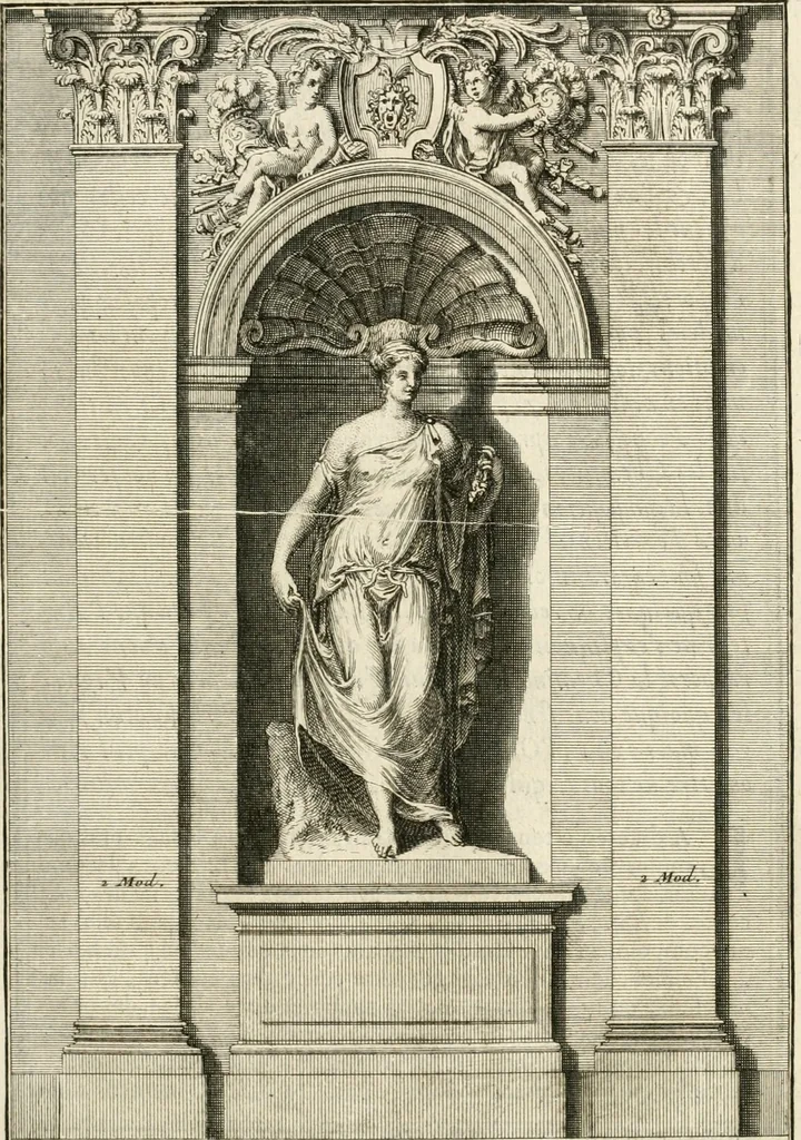 An illustration from Cours d'architecture : qui comprend Les ordres de Vignole, avec des commentaires, les figures & les descriptions de ses plus beaux bâtimens, & de ceux de Michel-Ange, des instructions et des preceptes, & plusieurs nouveaux desseins concernans la distribution & la décoration, la matière & la construction des édifices, la maçonnerie, la charpenterie, la couverture, la serrurerie, la menuiserie, le jardinage, & géneralement tout ce qui regarde l'art de bastir, 1738, leaf 250