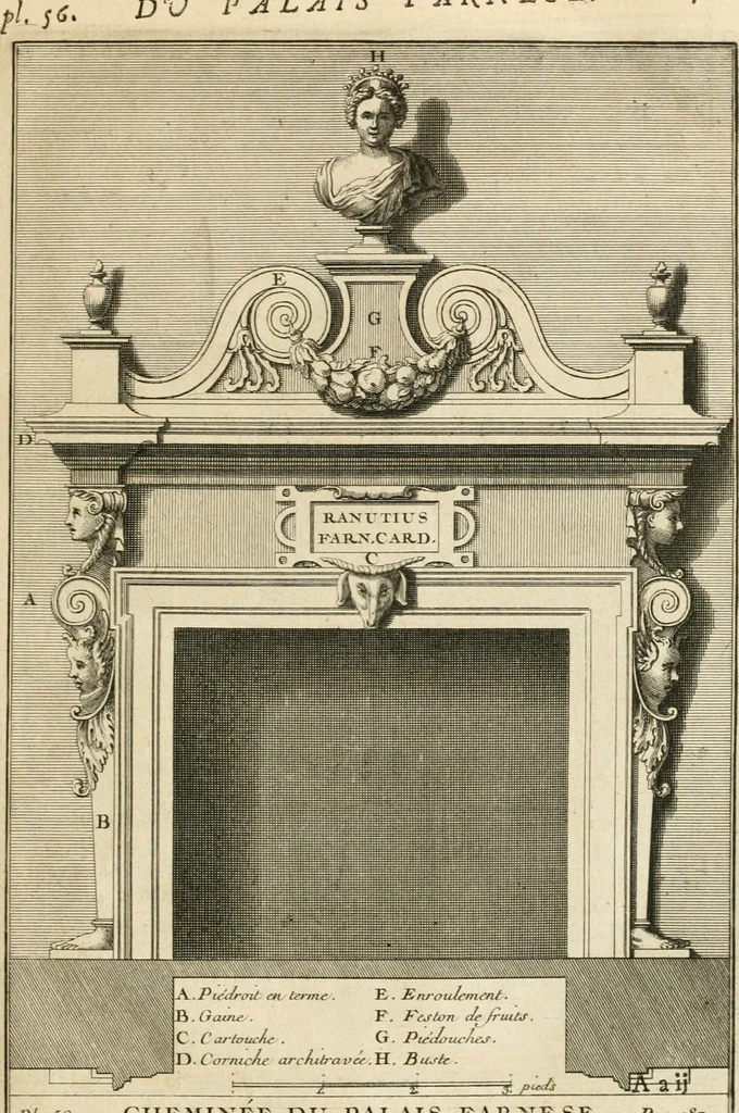 An illustration from Cours d'architecture : qui comprend Les ordres de Vignole, avec des commentaires, les figures & les descriptions de ses plus beaux bâtimens, & de ceux de Michel-Ange, des instructions et des preceptes, & plusieurs nouveaux desseins concernans la distribution & la décoration, la matière & la construction des édifices, la maçonnerie, la charpenterie, la couverture, la serrurerie, la menuiserie, le jardinage, & géneralement tout ce qui regarde l'art de bastir, 1738, leaf 258