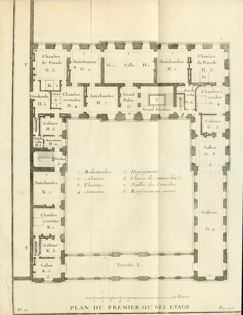 An illustration from Cours d'architecture : qui comprend Les ordres de Vignole, avec des commentaires, les figures & les descriptions de ses plus beaux bâtimens, & de ceux de Michel-Ange, des instructions et des preceptes, & plusieurs nouveaux desseins concernans la distribution & la décoration, la matière & la construction des édifices, la maçonnerie, la charpenterie, la couverture, la serrurerie, la menuiserie, le jardinage, & géneralement tout ce qui regarde l'art de bastir, 1738, leaf 292