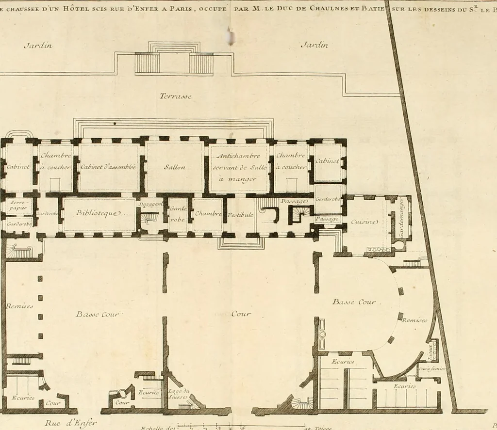 An illustration from Cours d'architecture : qui comprend Les ordres de Vignole, avec des commentaires, les figures & les descriptions de ses plus beaux bâtimens, & de ceux de Michel-Ange, des instructions et des preceptes, & plusieurs nouveaux desseins concernans la distribution & la décoration, la matière & la construction des édifices, la maçonnerie, la charpenterie, la couverture, la serrurerie, la menuiserie, le jardinage, & géneralement tout ce qui regarde l'art de bastir, 1738, leaf 305