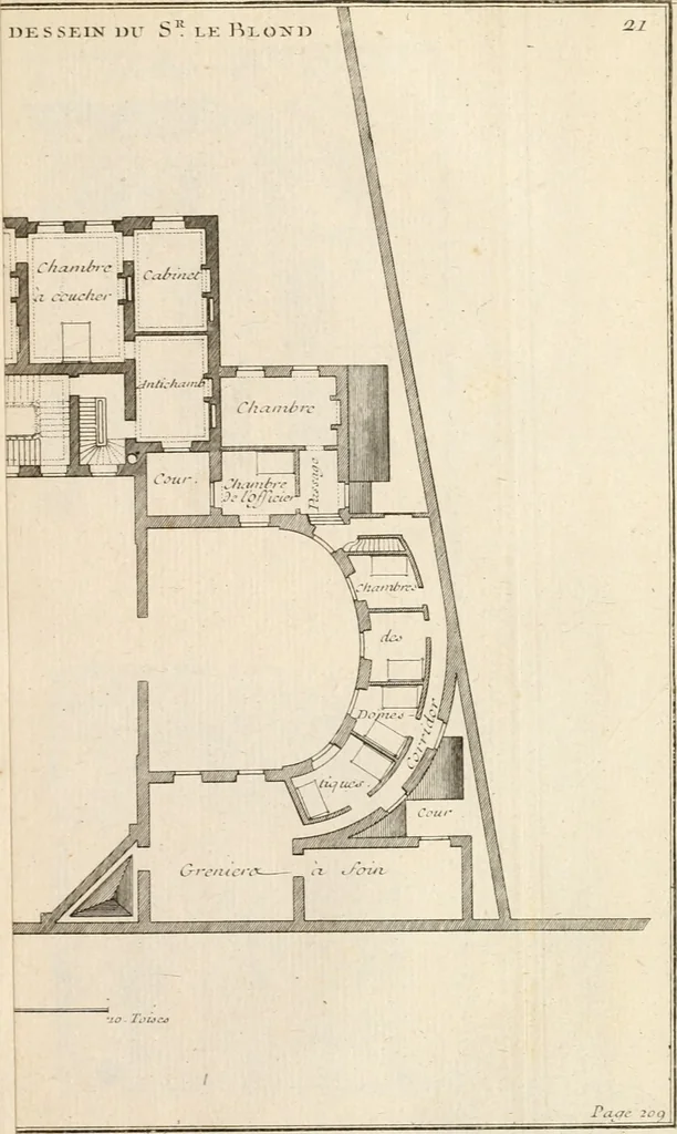 An illustration from Cours d'architecture : qui comprend Les ordres de Vignole, avec des commentaires, les figures & les descriptions de ses plus beaux bâtimens, & de ceux de Michel-Ange, des instructions et des preceptes, & plusieurs nouveaux desseins concernans la distribution & la décoration, la matière & la construction des édifices, la maçonnerie, la charpenterie, la couverture, la serrurerie, la menuiserie, le jardinage, & géneralement tout ce qui regarde l'art de bastir, 1738, leaf 306