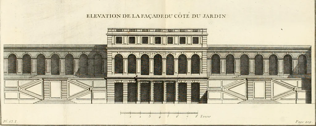 An illustration from Cours d'architecture : qui comprend Les ordres de Vignole, avec des commentaires, les figures & les descriptions de ses plus beaux bâtimens, & de ceux de Michel-Ange, des instructions et des preceptes, & plusieurs nouveaux desseins concernans la distribution & la décoration, la matière & la construction des édifices, la maçonnerie, la charpenterie, la couverture, la serrurerie, la menuiserie, le jardinage, & géneralement tout ce qui regarde l'art de bastir, 1738, leaf 315