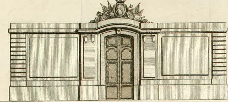 An illustration from Cours d'architecture : qui comprend Les ordres de Vignole, avec des commentaires, les figures & les descriptions de ses plus beaux bâtimens, & de ceux de Michel-Ange, des instructions et des preceptes, & plusieurs nouveaux desseins concernans la distribution & la décoration, la matière & la construction des édifices, la maçonnerie, la charpenterie, la couverture, la serrurerie, la menuiserie, le jardinage, & géneralement tout ce qui regarde l'art de bastir, 1738, leaf 317