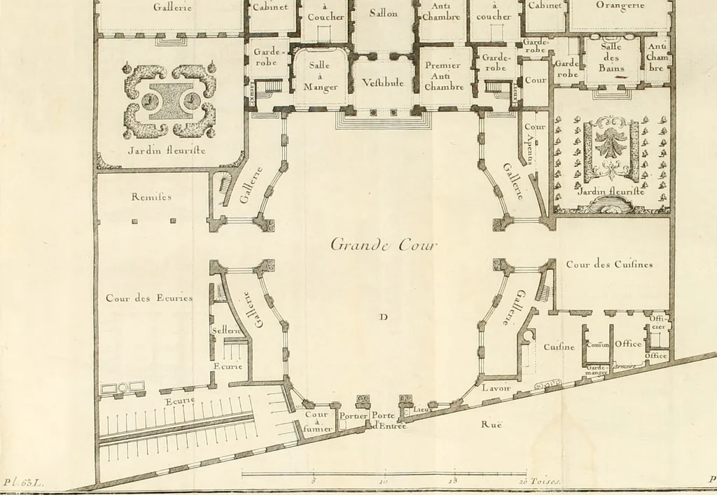 An illustration from Cours d'architecture : qui comprend Les ordres de Vignole, avec des commentaires, les figures & les descriptions de ses plus beaux bâtimens, & de ceux de Michel-Ange, des instructions et des preceptes, & plusieurs nouveaux desseins concernans la distribution & la décoration, la matière & la construction des édifices, la maçonnerie, la charpenterie, la couverture, la serrurerie, la menuiserie, le jardinage, & géneralement tout ce qui regarde l'art de bastir, 1738, leaf 318