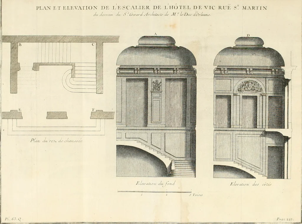 An illustration from Cours d'architecture : qui comprend Les ordres de Vignole, avec des commentaires, les figures & les descriptions de ses plus beaux bâtimens, & de ceux de Michel-Ange, des instructions et des preceptes, & plusieurs nouveaux desseins concernans la distribution & la décoration, la matière & la construction des édifices, la maçonnerie, la charpenterie, la couverture, la serrurerie, la menuiserie, le jardinage, & géneralement tout ce qui regarde l'art de bastir, 1738, leaf 343