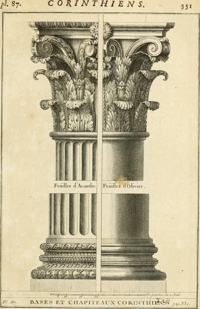 An illustration from Cours d'architecture : qui comprend Les ordres de Vignole, avec des commentaires, les figures & les descriptions de ses plus beaux bâtimens, & de ceux de Michel-Ange, des instructions et des preceptes, & plusieurs nouveaux desseins concernans la distribution & la décoration, la matière & la construction des édifices, la maçonnerie, la charpenterie, la couverture, la serrurerie, la menuiserie, le jardinage, & géneralement tout ce qui regarde l'art de bastir, 1738, leaf 490