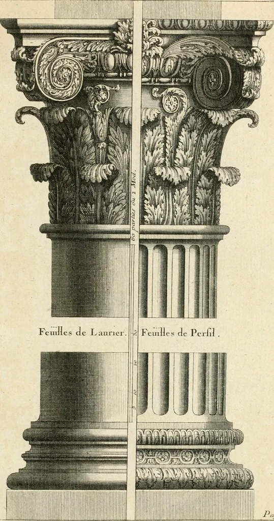 An illustration from Cours d'architecture : qui comprend Les ordres de Vignole, avec des commentaires, les figures & les descriptions de ses plus beaux bâtimens, & de ceux de Michel-Ange, des instructions et des preceptes, & plusieurs nouveaux desseins concernans la distribution & la décoration, la matière & la construction des édifices, la maçonnerie, la charpenterie, la couverture, la serrurerie, la menuiserie, le jardinage, & géneralement tout ce qui regarde l'art de bastir, 1738, leaf 492