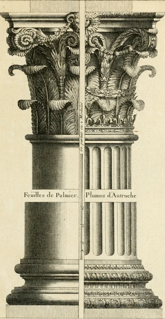 An illustration from Cours d'architecture : qui comprend Les ordres de Vignole, avec des commentaires, les figures & les descriptions de ses plus beaux bâtimens, & de ceux de Michel-Ange, des instructions et des preceptes, & plusieurs nouveaux desseins concernans la distribution & la décoration, la matière & la construction des édifices, la maçonnerie, la charpenterie, la couverture, la serrurerie, la menuiserie, le jardinage, & géneralement tout ce qui regarde l'art de bastir, 1738, leaf 494