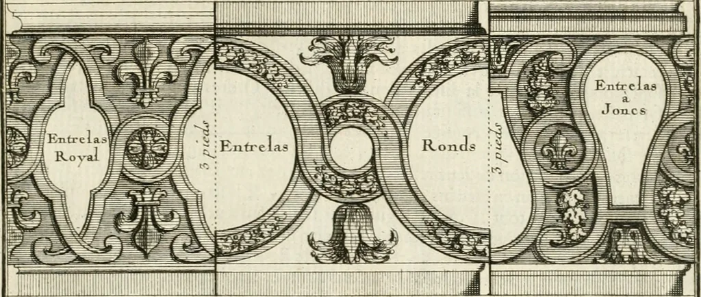 An illustration from Cours d'architecture : qui comprend Les ordres de Vignole, avec des commentaires, les figures & les descriptions de ses plus beaux bâtimens, & de ceux de Michel-Ange, des instructions et des preceptes, & plusieurs nouveaux desseins concernans la distribution & la décoration, la matière & la construction des édifices, la maçonnerie, la charpenterie, la couverture, la serrurerie, la menuiserie, le jardinage, & géneralement tout ce qui regarde l'art de bastir, 1738, leaf 524