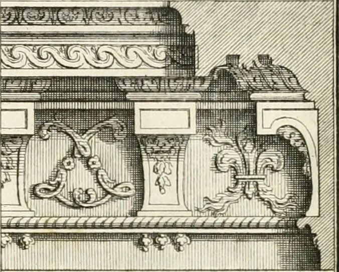 An illustration from Cours d'architecture : qui comprend Les ordres de Vignole, avec des commentaires, les figures & les descriptions de ses plus beaux bâtimens, & de ceux de Michel-Ange, des instructions et des preceptes, & plusieurs nouveaux desseins concernans la distribution & la décoration, la matière & la construction des édifices, la maçonnerie, la charpenterie, la couverture, la serrurerie, la menuiserie, le jardinage, & géneralement tout ce qui regarde l'art de bastir, 1738, leaf 530