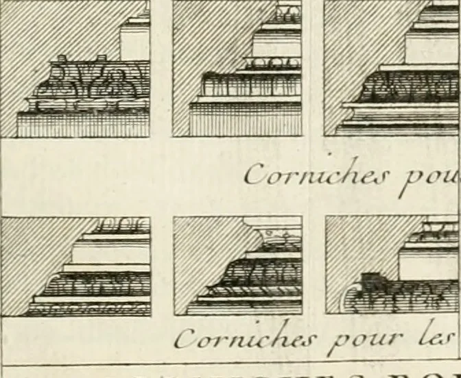 An illustration from Cours d'architecture : qui comprend Les ordres de Vignole, avec des commentaires, les figures & les descriptions de ses plus beaux bâtimens, & de ceux de Michel-Ange, des instructions et des preceptes, & plusieurs nouveaux desseins concernans la distribution & la décoration, la matière & la construction des édifices, la maçonnerie, la charpenterie, la couverture, la serrurerie, la menuiserie, le jardinage, & géneralement tout ce qui regarde l'art de bastir, 1738, leaf 530