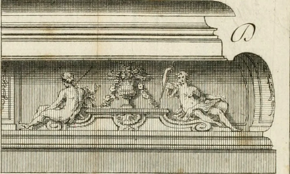 An illustration from Cours d'architecture : qui comprend Les ordres de Vignole, avec des commentaires, les figures & les descriptions de ses plus beaux bâtimens, & de ceux de Michel-Ange, des instructions et des preceptes, & plusieurs nouveaux desseins concernans la distribution & la décoration, la matière & la construction des édifices, la maçonnerie, la charpenterie, la couverture, la serrurerie, la menuiserie, le jardinage, & géneralement tout ce qui regarde l'art de bastir, 1738, leaf 538