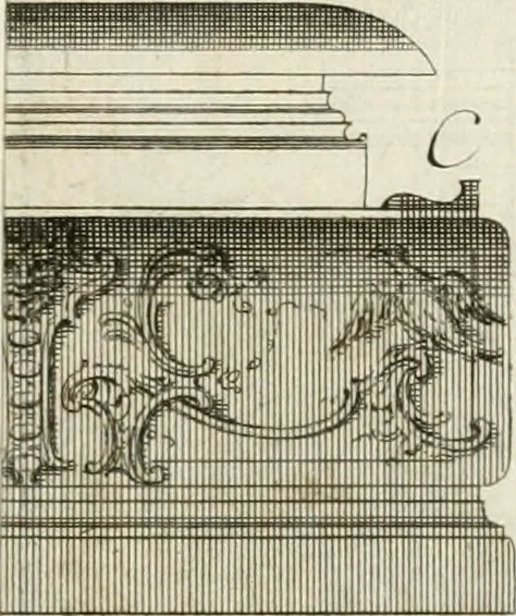An illustration from Cours d'architecture : qui comprend Les ordres de Vignole, avec des commentaires, les figures & les descriptions de ses plus beaux bâtimens, & de ceux de Michel-Ange, des instructions et des preceptes, & plusieurs nouveaux desseins concernans la distribution & la décoration, la matière & la construction des édifices, la maçonnerie, la charpenterie, la couverture, la serrurerie, la menuiserie, le jardinage, & géneralement tout ce qui regarde l'art de bastir, 1738, leaf 538