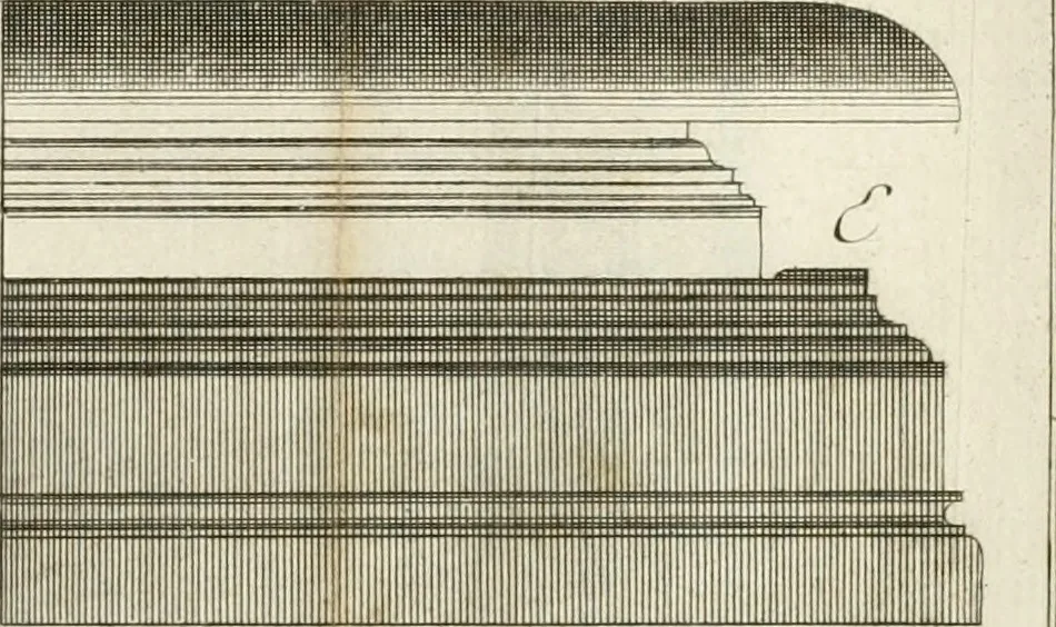 An illustration from Cours d'architecture : qui comprend Les ordres de Vignole, avec des commentaires, les figures & les descriptions de ses plus beaux bâtimens, & de ceux de Michel-Ange, des instructions et des preceptes, & plusieurs nouveaux desseins concernans la distribution & la décoration, la matière & la construction des édifices, la maçonnerie, la charpenterie, la couverture, la serrurerie, la menuiserie, le jardinage, & géneralement tout ce qui regarde l'art de bastir, 1738, leaf 538