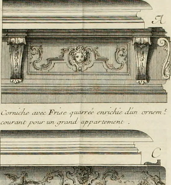 An illustration from Cours d'architecture : qui comprend Les ordres de Vignole, avec des commentaires, les figures & les descriptions de ses plus beaux bâtimens, & de ceux de Michel-Ange, des instructions et des preceptes, & plusieurs nouveaux desseins concernans la distribution & la décoration, la matière & la construction des édifices, la maçonnerie, la charpenterie, la couverture, la serrurerie, la menuiserie, le jardinage, & géneralement tout ce qui regarde l'art de bastir, 1738, leaf 539