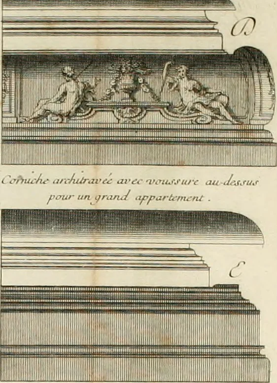 An illustration from Cours d'architecture : qui comprend Les ordres de Vignole, avec des commentaires, les figures & les descriptions de ses plus beaux bâtimens, & de ceux de Michel-Ange, des instructions et des preceptes, & plusieurs nouveaux desseins concernans la distribution & la décoration, la matière & la construction des édifices, la maçonnerie, la charpenterie, la couverture, la serrurerie, la menuiserie, le jardinage, & géneralement tout ce qui regarde l'art de bastir, 1738, leaf 539