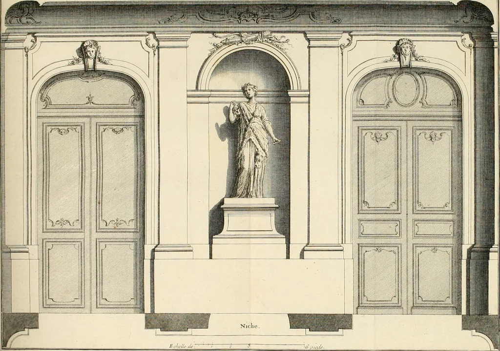 An illustration from Cours d'architecture : qui comprend Les ordres de Vignole, avec des commentaires, les figures & les descriptions de ses plus beaux bâtimens, & de ceux de Michel-Ange, des instructions et des preceptes, & plusieurs nouveaux desseins concernans la distribution & la décoration, la matière & la construction des édifices, la maçonnerie, la charpenterie, la couverture, la serrurerie, la menuiserie, le jardinage, & géneralement tout ce qui regarde l'art de bastir, 1738, leaf 563