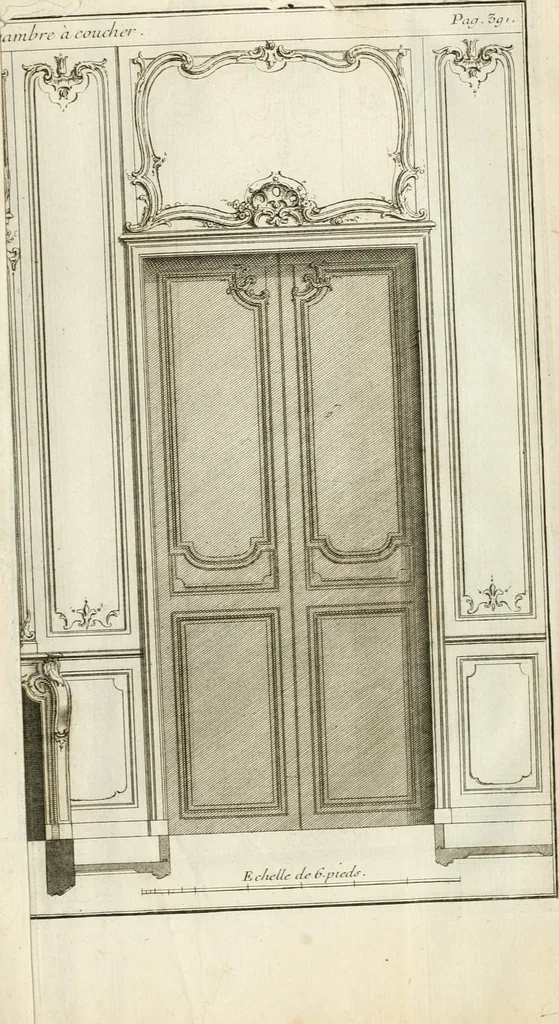 An illustration from Cours d'architecture : qui comprend Les ordres de Vignole, avec des commentaires, les figures & les descriptions de ses plus beaux bâtimens, & de ceux de Michel-Ange, des instructions et des preceptes, & plusieurs nouveaux desseins concernans la distribution & la décoration, la matière & la construction des édifices, la maçonnerie, la charpenterie, la couverture, la serrurerie, la menuiserie, le jardinage, & géneralement tout ce qui regarde l'art de bastir, 1738, leaf 568