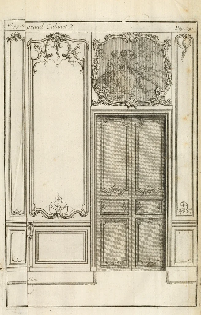 An illustration from Cours d'architecture : qui comprend Les ordres de Vignole, avec des commentaires, les figures & les descriptions de ses plus beaux bâtimens, & de ceux de Michel-Ange, des instructions et des preceptes, & plusieurs nouveaux desseins concernans la distribution & la décoration, la matière & la construction des édifices, la maçonnerie, la charpenterie, la couverture, la serrurerie, la menuiserie, le jardinage, & géneralement tout ce qui regarde l'art de bastir, 1738, leaf 574