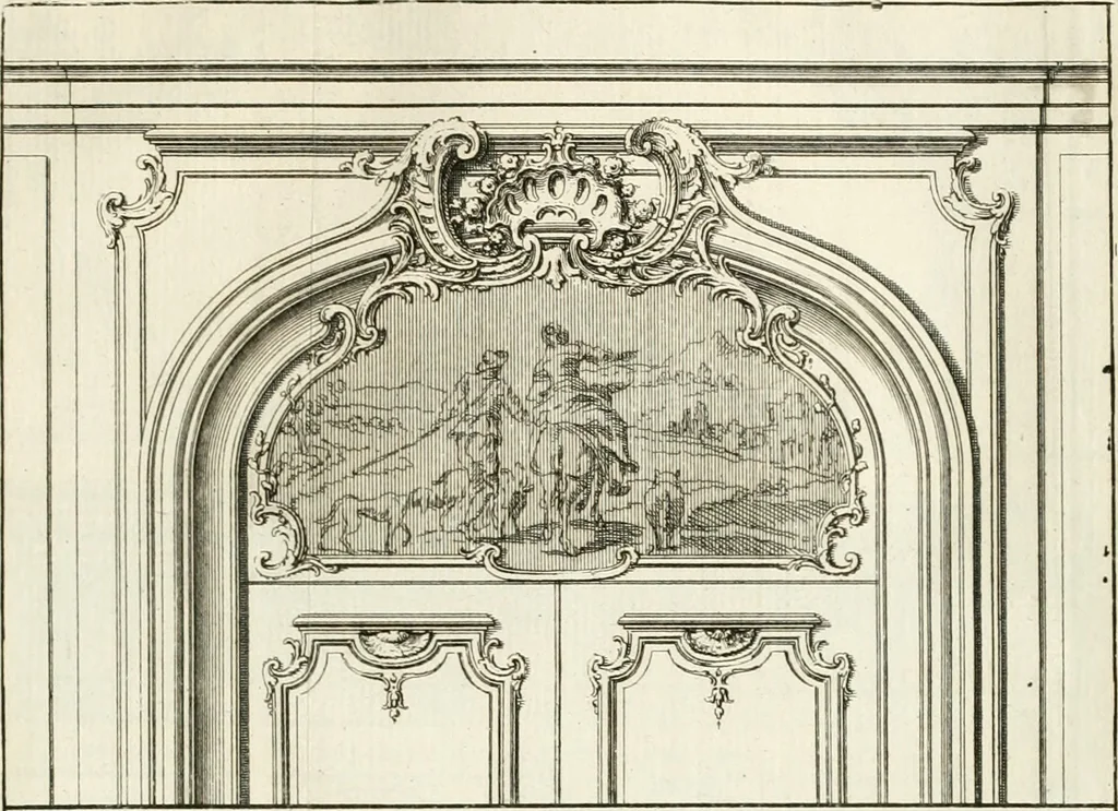 An illustration from Cours d'architecture : qui comprend Les ordres de Vignole, avec des commentaires, les figures & les descriptions de ses plus beaux bâtimens, & de ceux de Michel-Ange, des instructions et des preceptes, & plusieurs nouveaux desseins concernans la distribution & la décoration, la matière & la construction des édifices, la maçonnerie, la charpenterie, la couverture, la serrurerie, la menuiserie, le jardinage, & géneralement tout ce qui regarde l'art de bastir, 1738, leaf 586