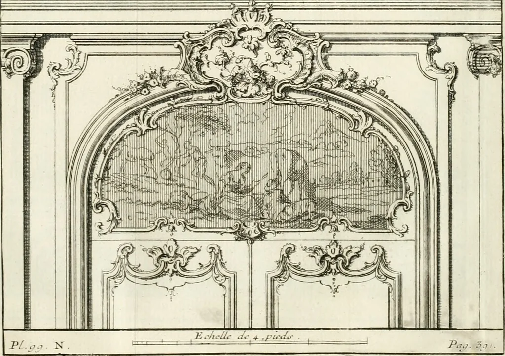 An illustration from Cours d'architecture : qui comprend Les ordres de Vignole, avec des commentaires, les figures & les descriptions de ses plus beaux bâtimens, & de ceux de Michel-Ange, des instructions et des preceptes, & plusieurs nouveaux desseins concernans la distribution & la décoration, la matière & la construction des édifices, la maçonnerie, la charpenterie, la couverture, la serrurerie, la menuiserie, le jardinage, & géneralement tout ce qui regarde l'art de bastir, 1738, leaf 586