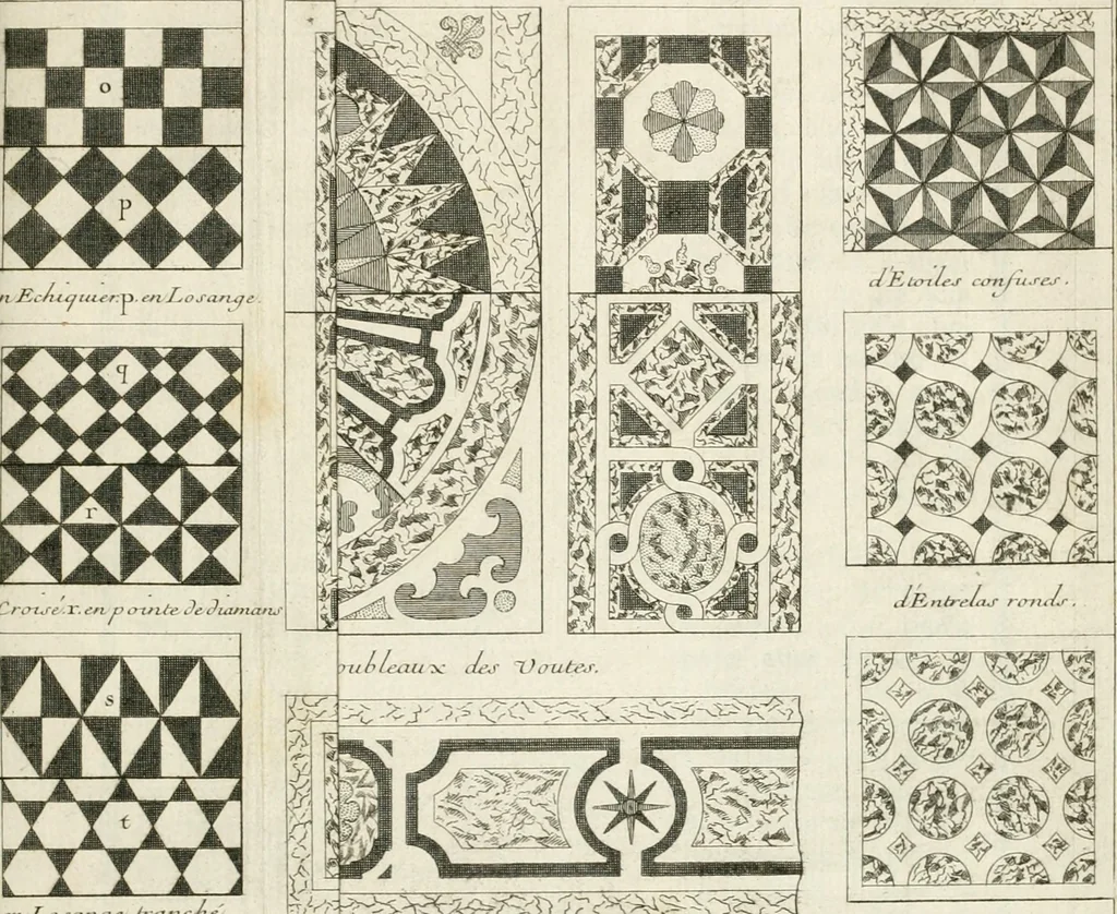 An illustration from Cours d'architecture : qui comprend Les ordres de Vignole, avec des commentaires, les figures & les descriptions de ses plus beaux bâtimens, & de ceux de Michel-Ange, des instructions et des preceptes, & plusieurs nouveaux desseins concernans la distribution & la décoration, la matière & la construction des édifices, la maçonnerie, la charpenterie, la couverture, la serrurerie, la menuiserie, le jardinage, & géneralement tout ce qui regarde l'art de bastir, 1738, leaf 616