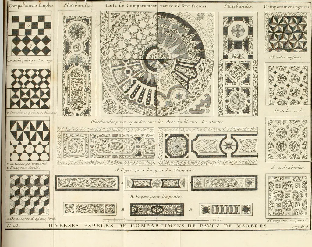 An illustration from Cours d'architecture : qui comprend Les ordres de Vignole, avec des commentaires, les figures & les descriptions de ses plus beaux bâtimens, & de ceux de Michel-Ange, des instructions et des preceptes, & plusieurs nouveaux desseins concernans la distribution & la décoration, la matière & la construction des édifices, la maçonnerie, la charpenterie, la couverture, la serrurerie, la menuiserie, le jardinage, & géneralement tout ce qui regarde l'art de bastir, 1738, leaf 617