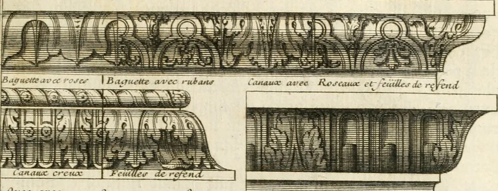 An illustration from Cours d'architecture : qui comprend Les ordres de Vignole, avec des commentaires, les figures & les descriptions de ses plus beaux bâtimens, & de ceux de Michel-Ange, des instructions et des preceptes, & plusieurs nouveaux desseins concernans la distribution & la décoration, la matière & la construction des édifices, la maçonnerie, la charpenterie, la couverture, la serrurerie, la menuiserie, le jardinage, & géneralement tout ce qui regarde l'art de bastir, 1738, leaf 76