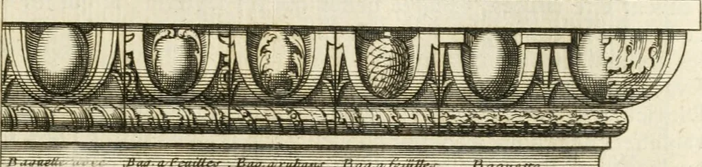 An illustration from Cours d'architecture : qui comprend Les ordres de Vignole, avec des commentaires, les figures & les descriptions de ses plus beaux bâtimens, & de ceux de Michel-Ange, des instructions et des preceptes, & plusieurs nouveaux desseins concernans la distribution & la décoration, la matière & la construction des édifices, la maçonnerie, la charpenterie, la couverture, la serrurerie, la menuiserie, le jardinage, & géneralement tout ce qui regarde l'art de bastir, 1738, leaf 76