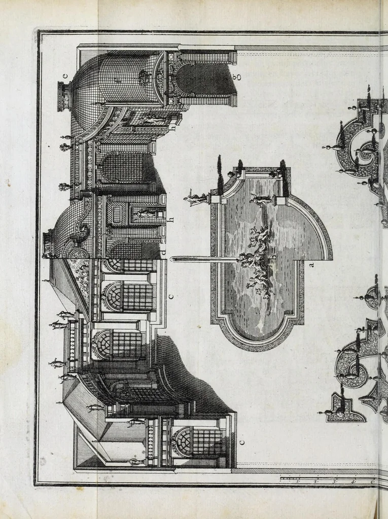 An illustration from Cours d'architecture qui comprend les ordres de Vignole : avec des commentaires, les figures & descriptions de ses plus beaux bâtimens, & de ceux de Michel-Ange ... & tout ce qui regarde l'art de bâtir : avec une ample explication par ordre alphabetique de tous les termes, 1691, leaf 346
