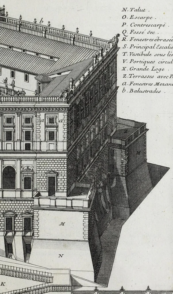An illustration from Cours d'architecture qui comprend les ordres de Vignole : avec des commentaires, les figures & descriptions de ses plus beaux bâtimens, & de ceux de Michel-Ange ... & tout ce qui regarde l'art de bâtir : avec une ample explication par ordre alphabetique de tous les termes, 1691, leaf 441