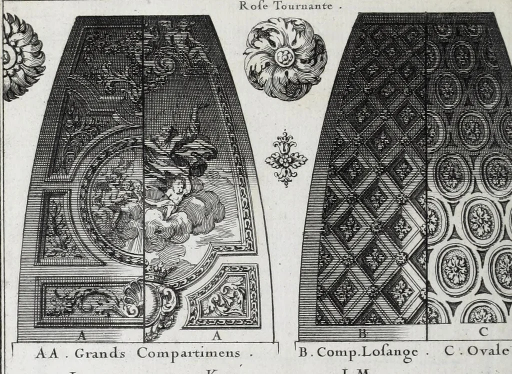 An illustration from Cours d'architecture qui comprend les ordres de Vignole : avec des commentaires, les figures & descriptions de ses plus beaux bâtimens, & de ceux de Michel-Ange ... & tout ce qui regarde l'art de bâtir : avec une ample explication par ordre alphabetique de tous les termes, 1691, leaf 556