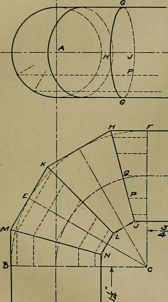 An illustration from A course in mechanical drawing for evening schools and self-instruction, 1896, leaf 45