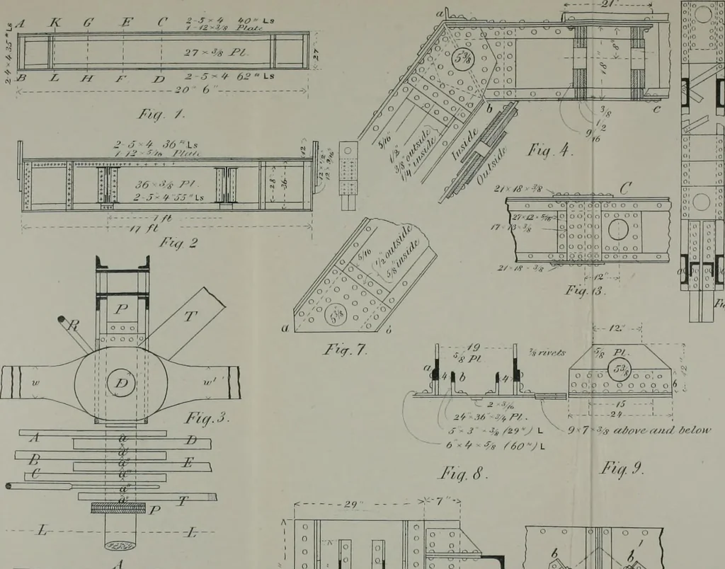 An illustration from A course on the stresses in bridge and roof trusses, arched ribs and suspension bridges, 1904, leaf 555
