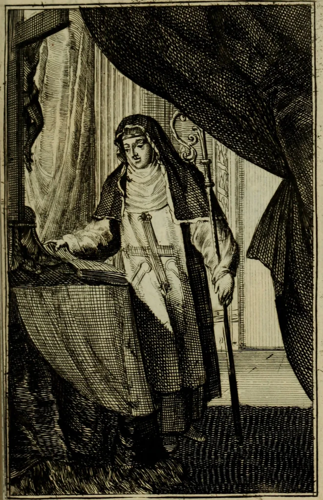 An illustration from Courte description des ordres des femmes & filles religieuses. Contenant une petite relation de leur origine, de leur progrés, & de leur confirmation. Avec les figures de leurs habits, gravez, 1691, leaf 114