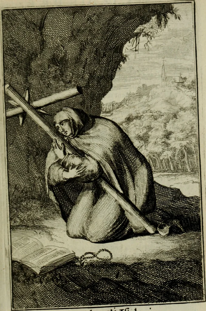 An illustration from Courte description des ordres des femmes & filles religieuses. Contenant une petite relation de leur origine, de leur progrés, & de leur confirmation. Avec les figures de leurs habits, gravez, 1691, leaf 150