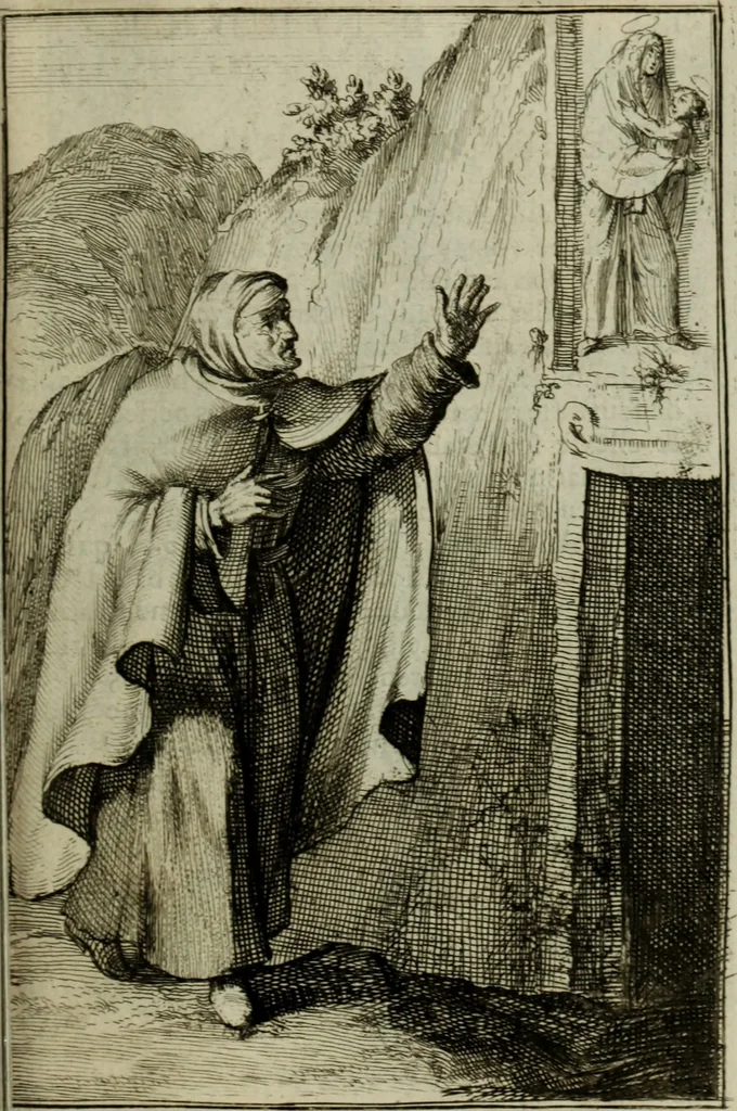 An illustration from Courte description des ordres des femmes & filles religieuses. Contenant une petite relation de leur origine, de leur progrés, & de leur confirmation. Avec les figures de leurs habits, gravez, 1691, leaf 158