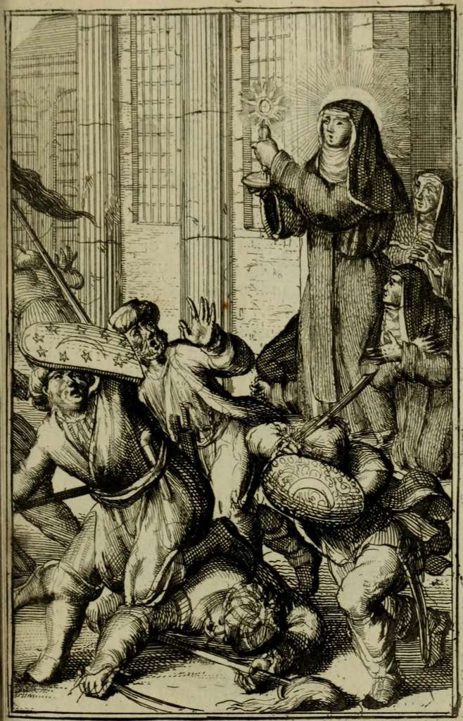 An illustration from Courte description des ordres des femmes & filles religieuses. Contenant une petite relation de leur origine, de leur progrés, & de leur confirmation. Avec les figures de leurs habits, gravez, 1691, leaf 172