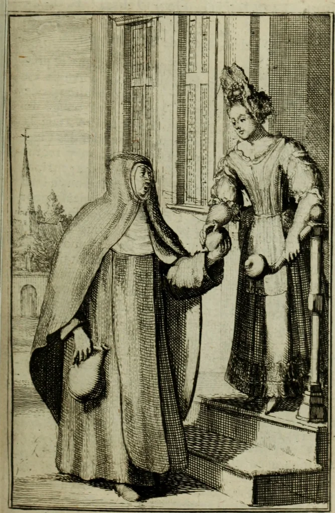 An illustration from Courte description des ordres des femmes & filles religieuses. Contenant une petite relation de leur origine, de leur progrés, & de leur confirmation. Avec les figures de leurs habits, gravez, 1691, leaf 174