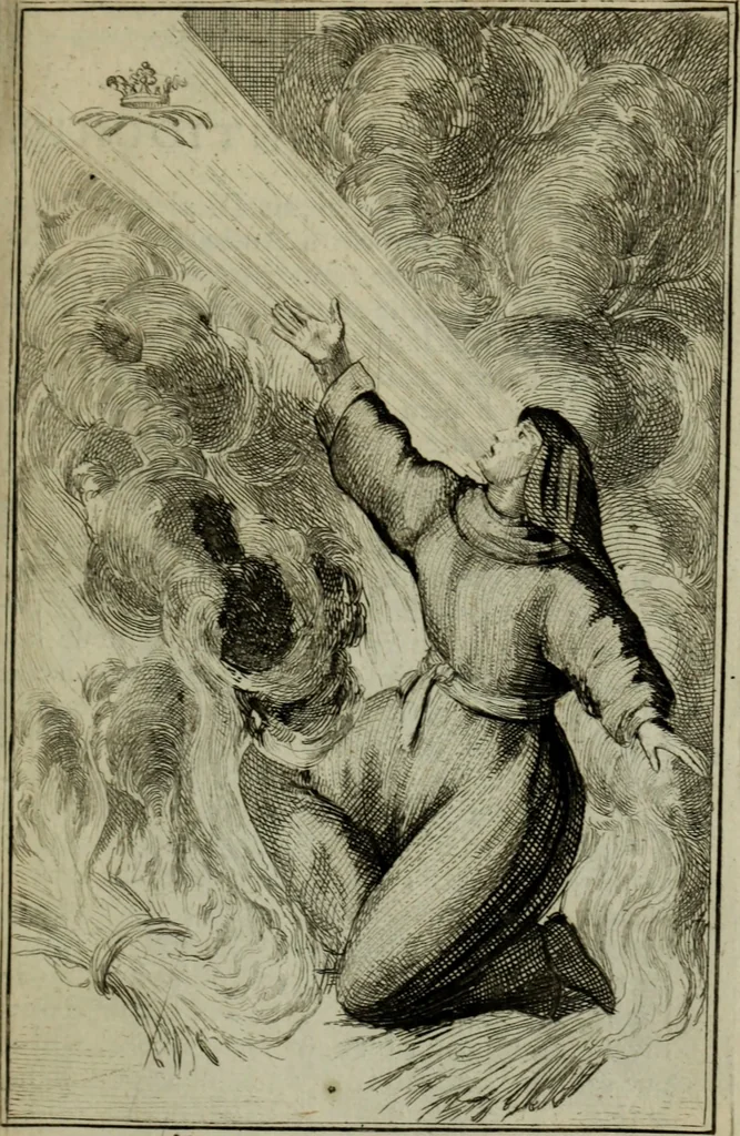 An illustration from Courte description des ordres des femmes & filles religieuses. Contenant une petite relation de leur origine, de leur progrés, & de leur confirmation. Avec les figures de leurs habits, gravez, 1691, leaf 28